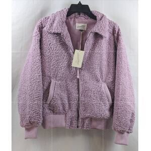 Sherpa Winter Coat Bomber Jacket Women Large Collared Lined New Universal Thread